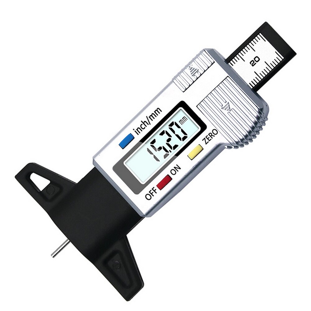 Digital Car Tyre Tire Tread Depth Gauge Meter Auto Tire Wear Detection Measuring Tool Caliper Thickness Gauges Monitoring System: Silver