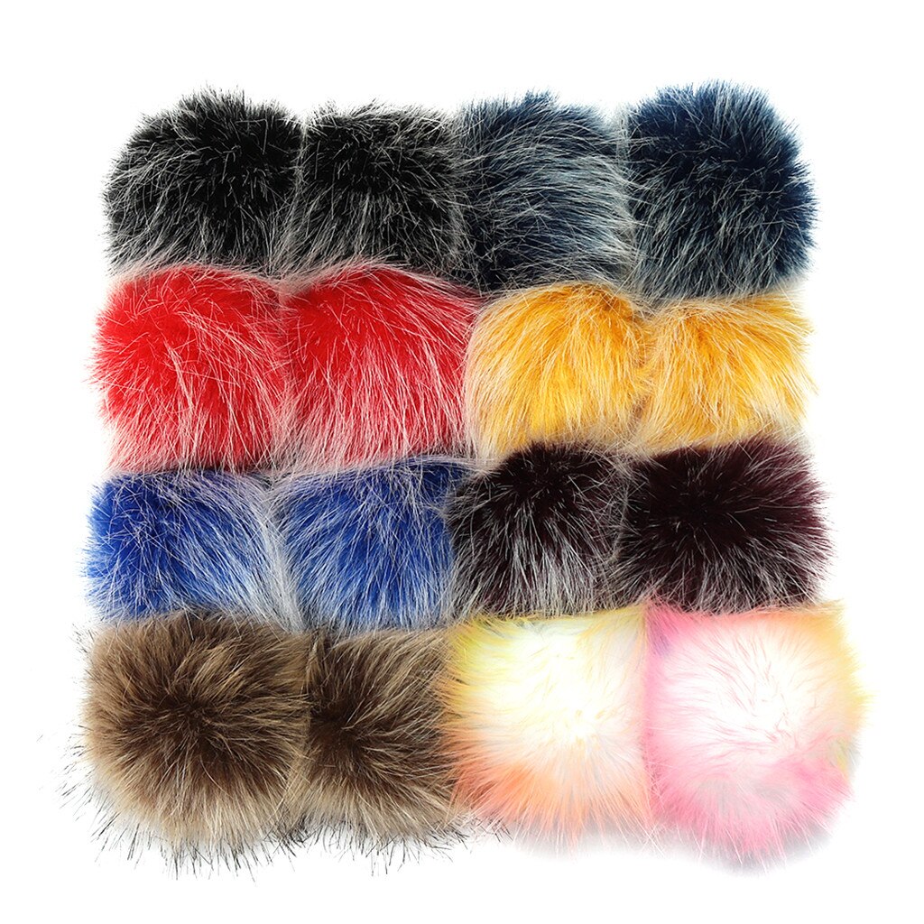 16 Pcs 10Cm Winter Faux Bont Bal Vrouwen Pompom Auto Tas Sleutelhanger Sleutelhanger Elastische Diy Sleutelhanger Konijn Haar lamp Zakken Decor: 9