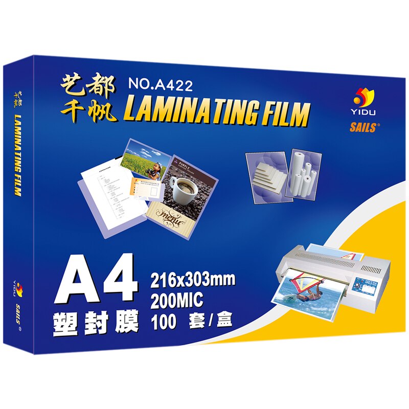 Filme de laminação a4 8mil/200mic Bolsa Laminador Laminado Folhas para Arquivos de Papel Fotográfico Térmica 100 pçs/set VELAS YIDU