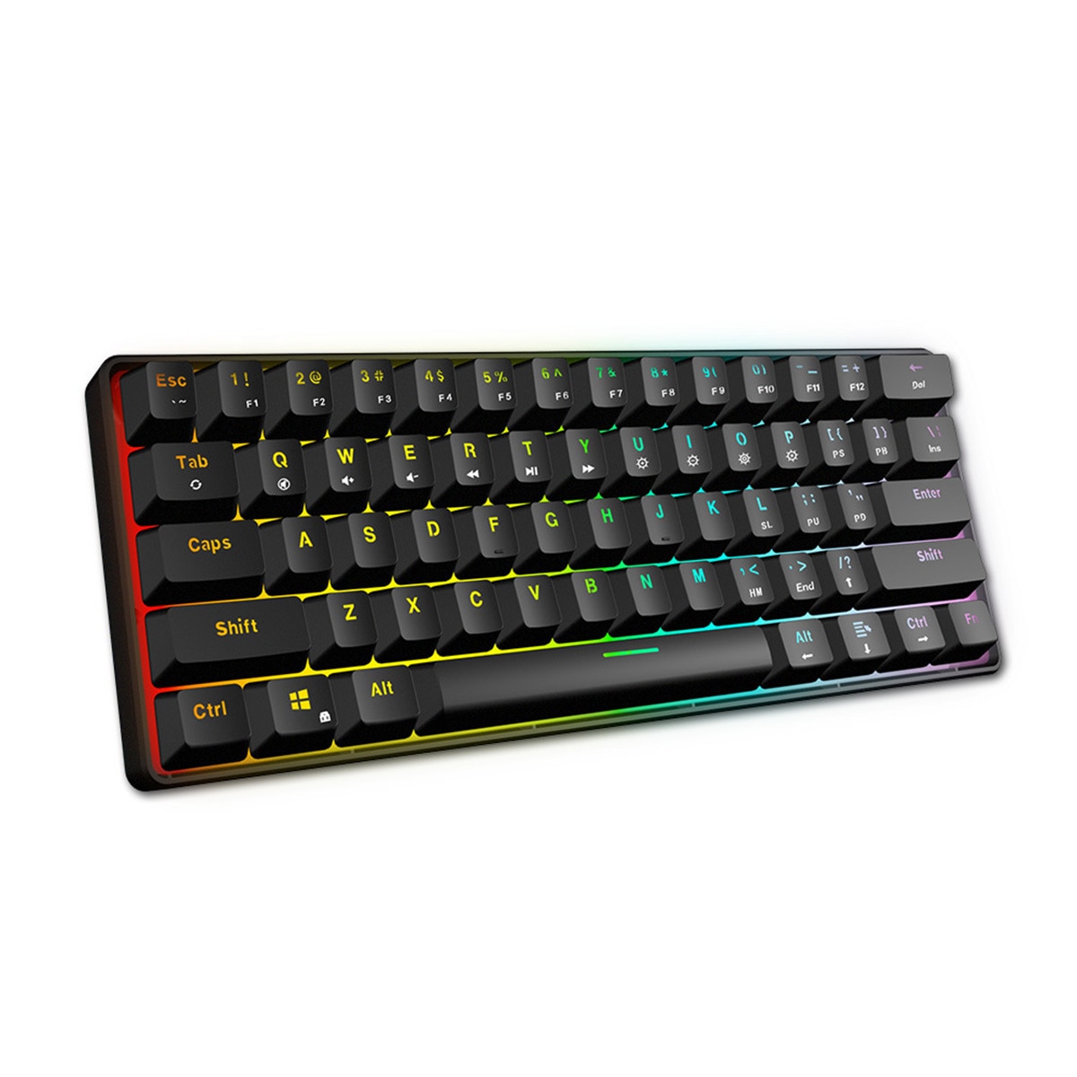 GK61 Mechanical Keyboard 61 Key USB Wired RGB Backlit Gateron Switch Axis Gaming for Mac Gamer PC Desktop Laptop