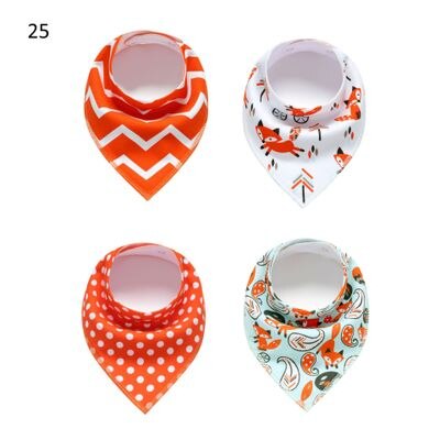 Bandana suave y cómoda de algodón 100% orgánico para bebés, Baberos ajustables con broches para Saliva, lote de 4 unidades: 3