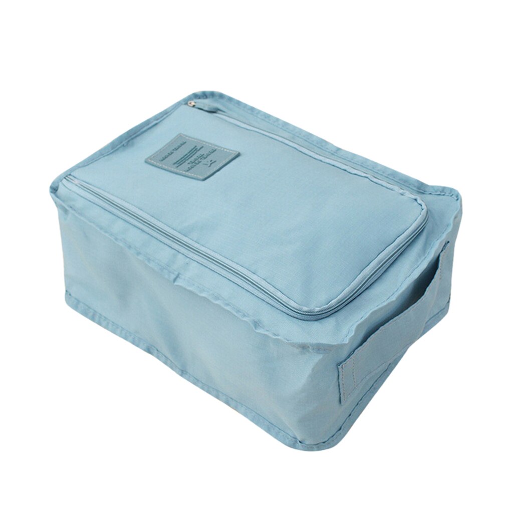 Bolsas de zapatos de viaje, almacenamiento de tela de Nylon impermeable con cremallera para hombres, mujeres y niños, bolsa de zapatos, organizadores de embalaje: Light Blue