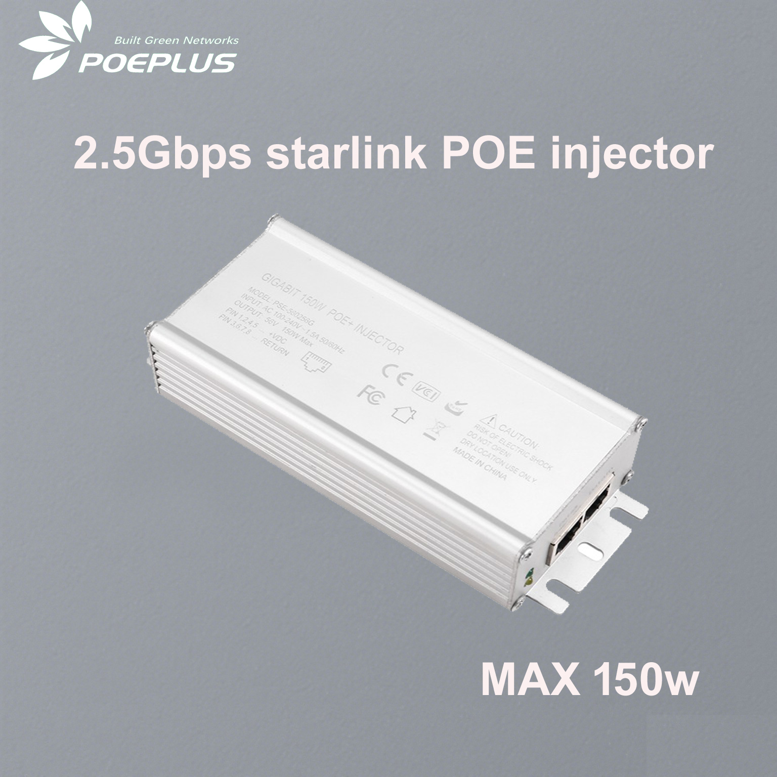 Entrada AC starlink dishy Injetor POE GEN2/GEN3 suporta saída de potência de 150 W: BRANCO