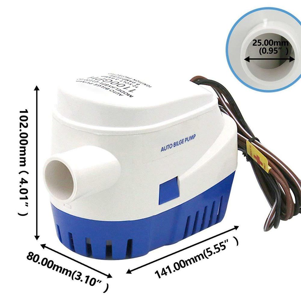 Automatic Submersible Boat Bilge Water Pump 12/24V 1100GPH Auto with Float Switch Bilge Boat Pump Tools