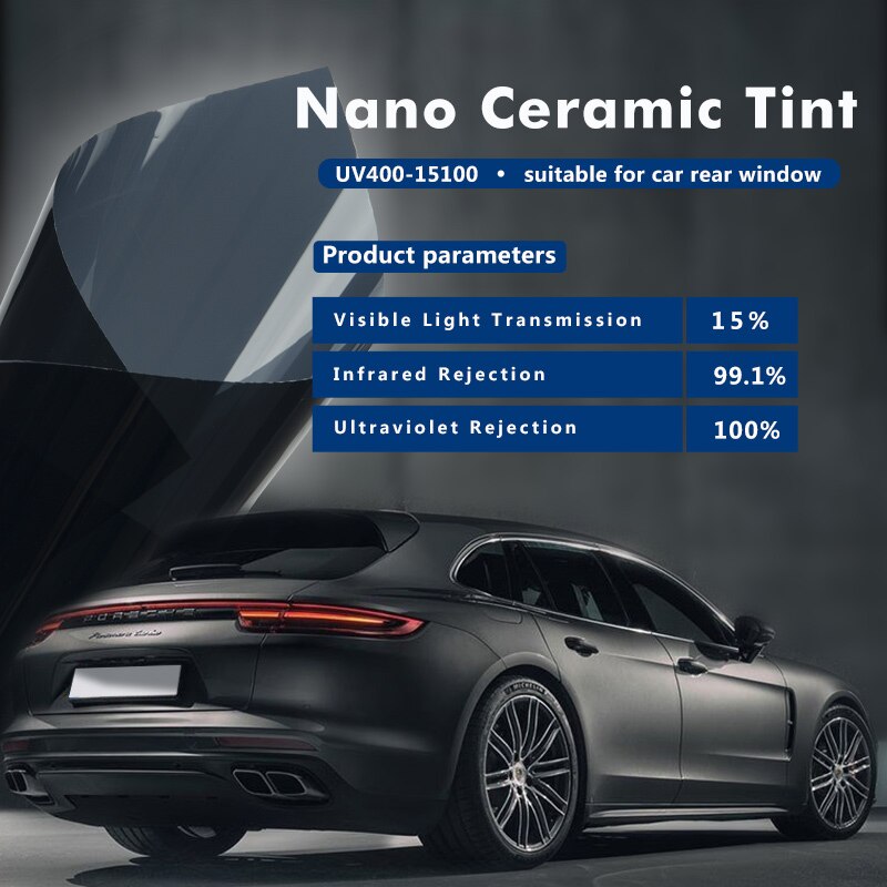 Sunice 15% vlt nano keramisk film auto bilrude toning bil side forrude rude folier  uv400 rude toning 50cm x 600cm / 20 " x236 "