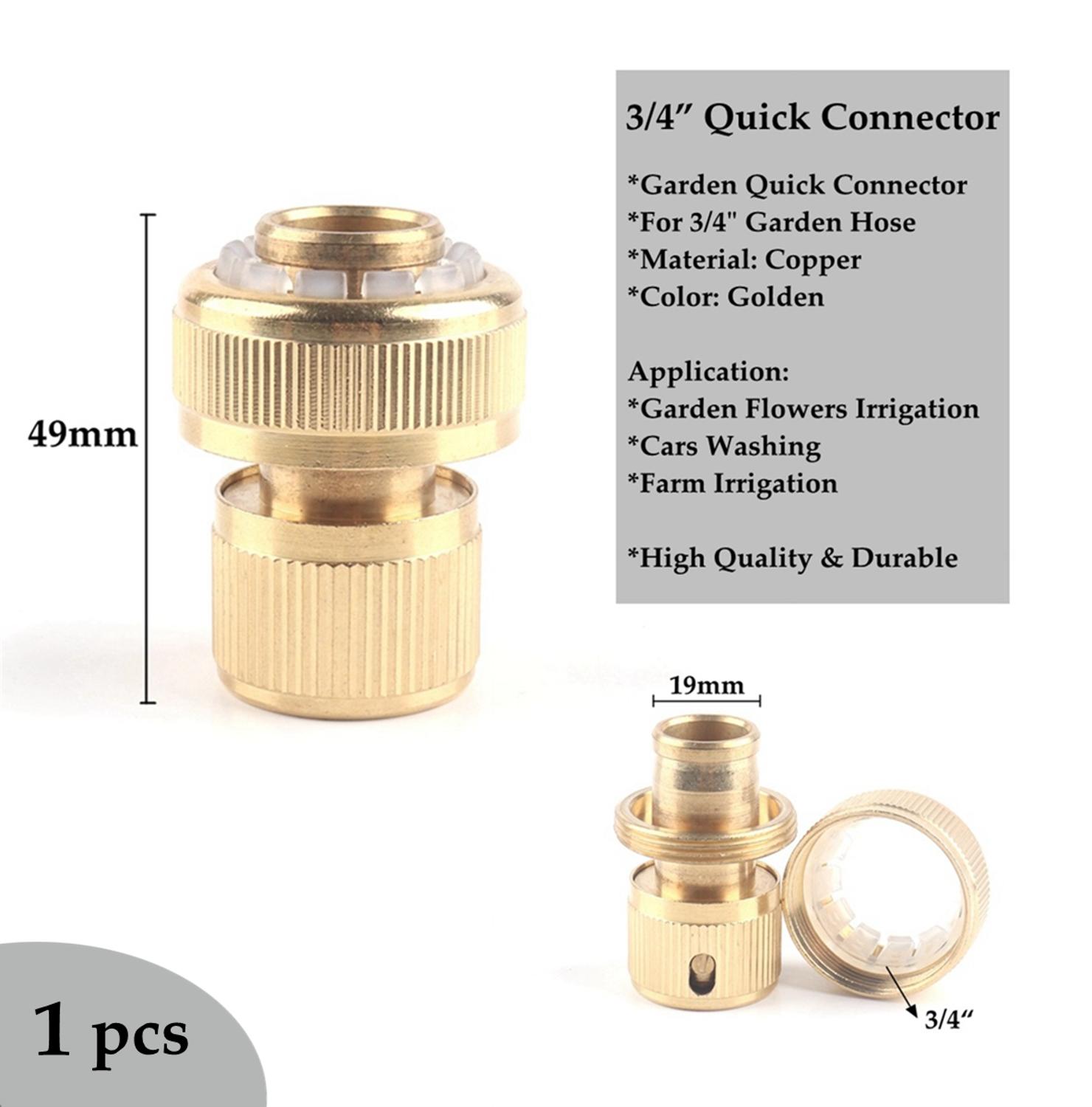 1pcs 1/2" 3/4"Garden Quick Connector Copper Thread Mental Joint Irrigation Hose Fittings Watering Tube Accessories Pipe Adaptor: 3l4in Connector(E)