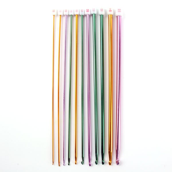 Aiguilles à Tricoter Pony En Aluminium – 35 Cm De Long, 8 Mm D’épaisseur, Multicolores, Pour Tricot Classique