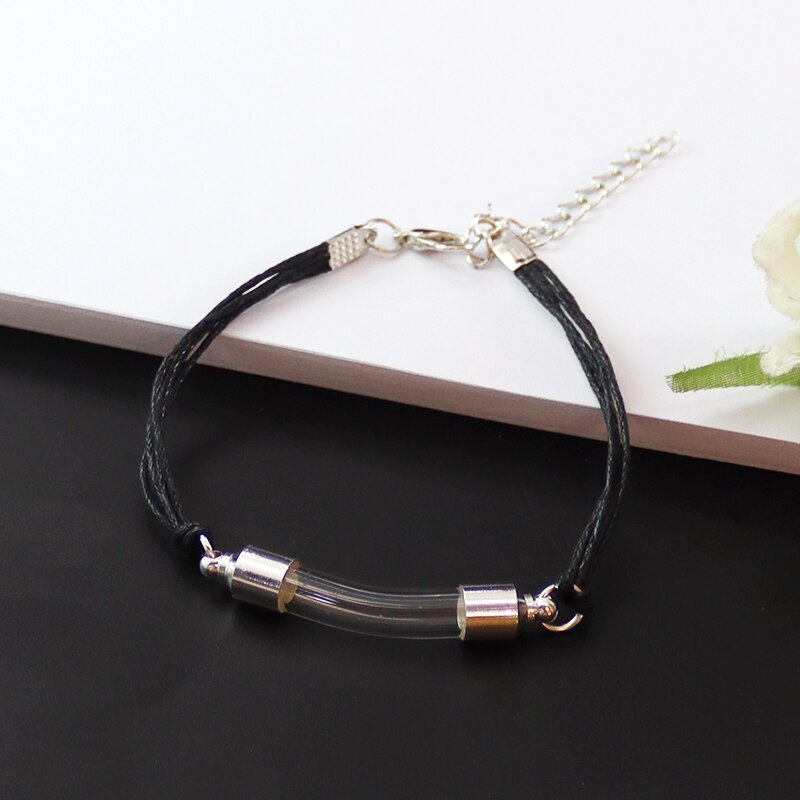 2Stck Glas Rohr Urne Armbinde Mit Schwarz Kabel Feuerbestattung Schmuck Denkmal Schmuck für Asche Andenken Urne Armbinde: Schwarz Kabel