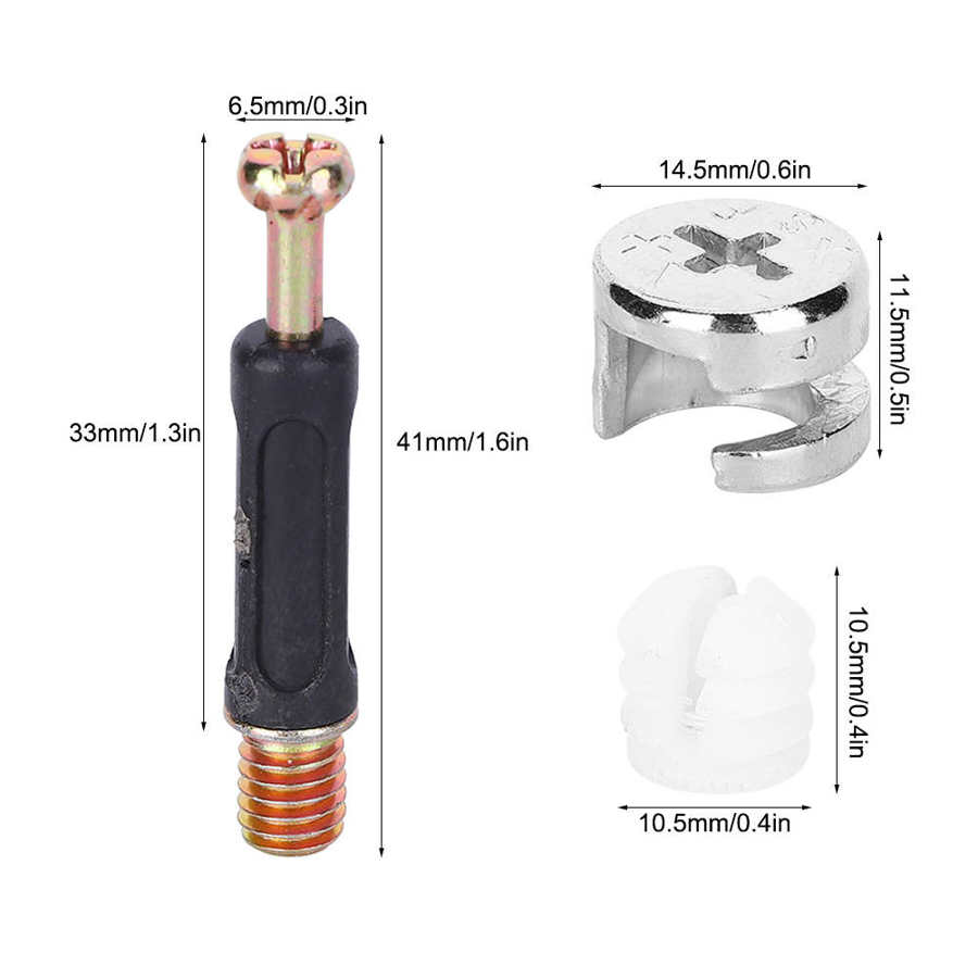 100 sets 3-in-1 eccentric wheel screw nut kit furniture connecting cam fittings