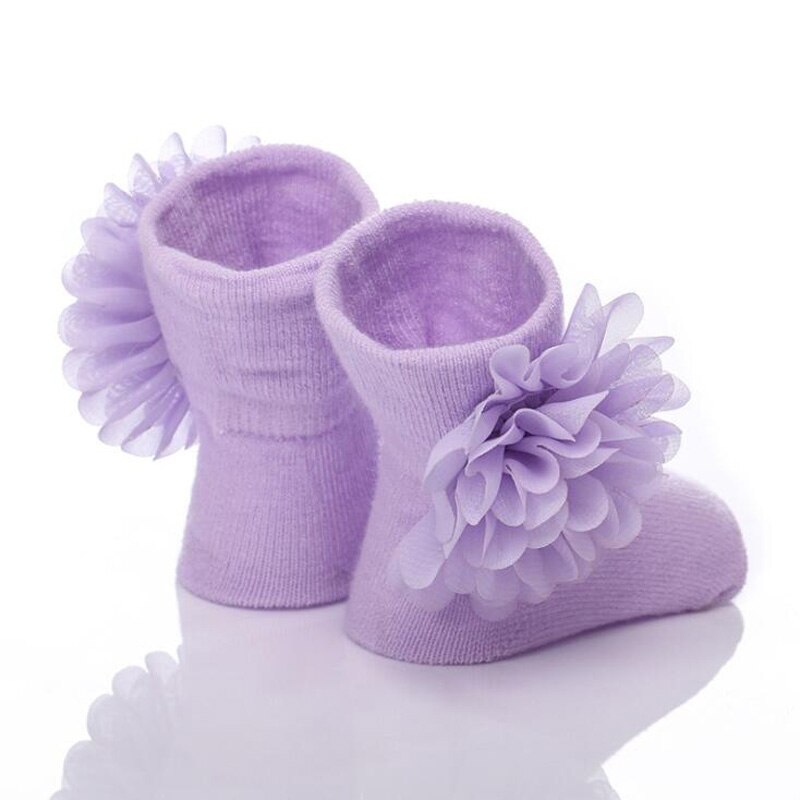 Blomster baby bomull sokker chiffon blomster jenter sokker