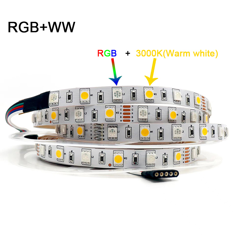 5M 300LEDs Waterproof RGB LED Strip 5050 DC12V 60LEDs/M Flexible Light Belt Led Ribbon Tape Home Decoration 24V RGBW Lamp Strips: WHITE / Emitting Color4 / 0-5W