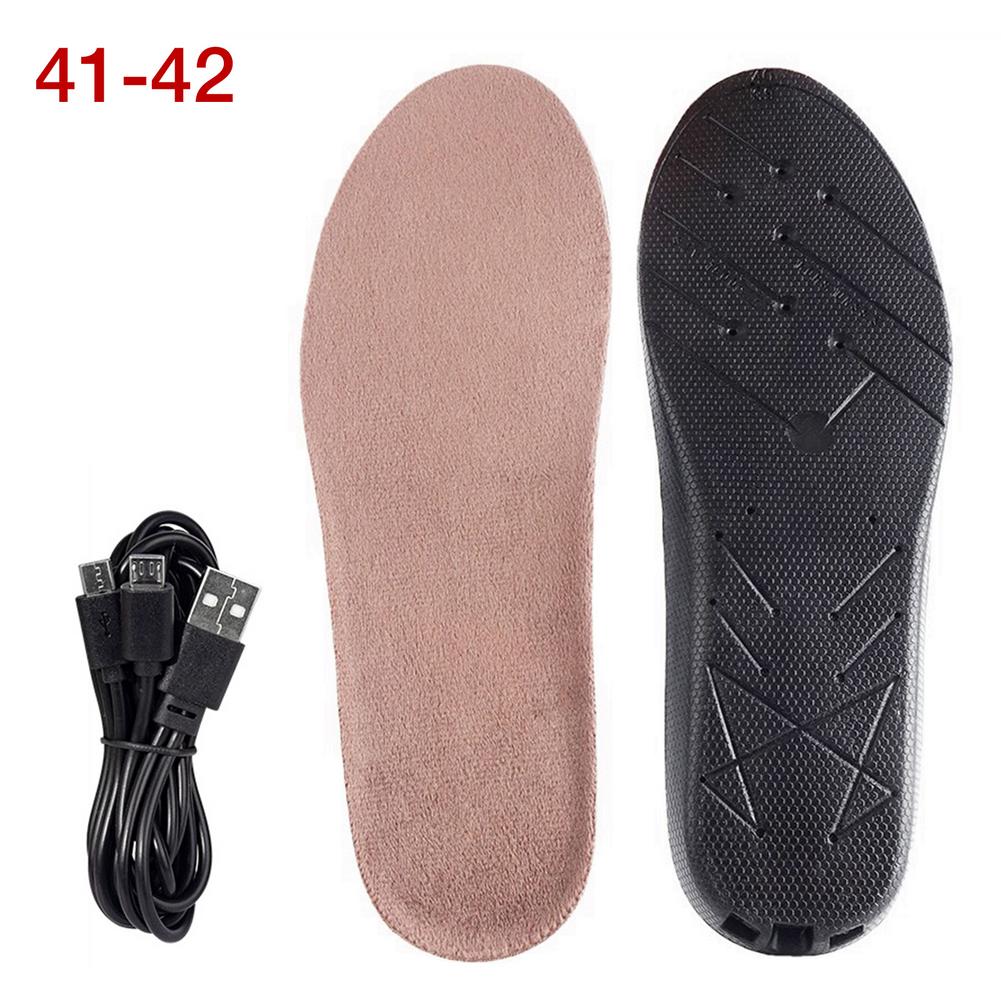 Winter Warm Beheizte Einlegesohlen USB Aufladbare Beheizte Schuhe Pads Fuß Erwärmung Einlegesohlen Elektrische Batterie Heizung Schuh Pad Ski Einlegesohle: Size 41 to 42