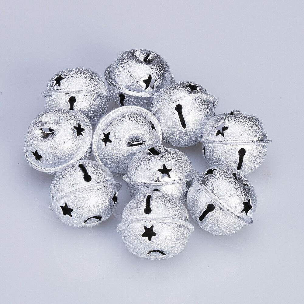 10 stk løse perler jingle bells vedhæng charms juledekoration xmas diy håndværk: Sølv