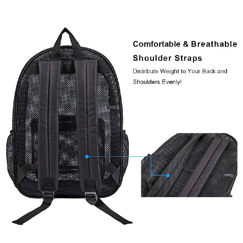 Mochila con de malla simple, bolso de playa para viajes al aire libre, bolso escolar para estudiantes de