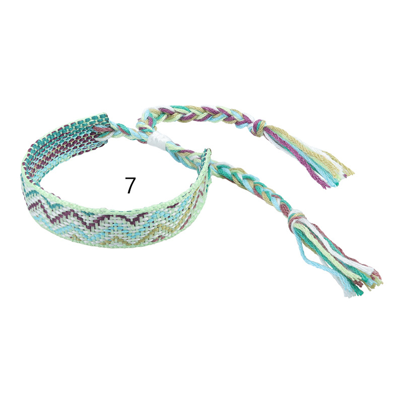 Nepal etnico tessuto braccialetto fatto a mano amicizia treccia corda tessuto cinturino a mano ricamo braccialetto nappe coppia Boho Wrap donna uomo: Rosso ruggine