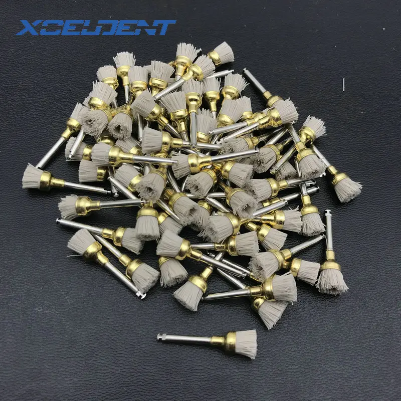 Cepillo de pulido Dental, pestillo de nailon de carburo de silicio, pulidor plano, cepillos de proofia, cerdas, Material de odontología, 50 Uds.: Azul