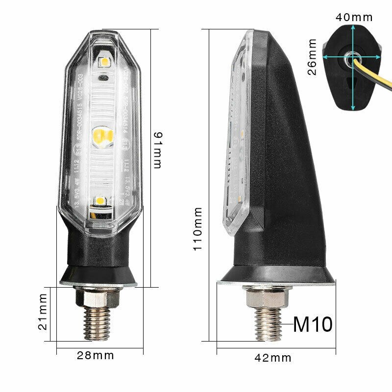 Universal motorcykel led blinklys  e13 mark blinklys blink blinklys blink universal  m10 bolt 2/4 stk sæt