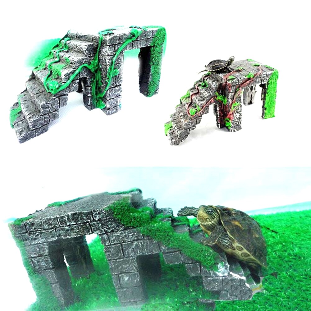 Aquarium Fish Tank Simulation Pet Turtle Terrace Resin Turtle Step Climbing Terrace Island Reptile Hide Point Aquarium Landscape