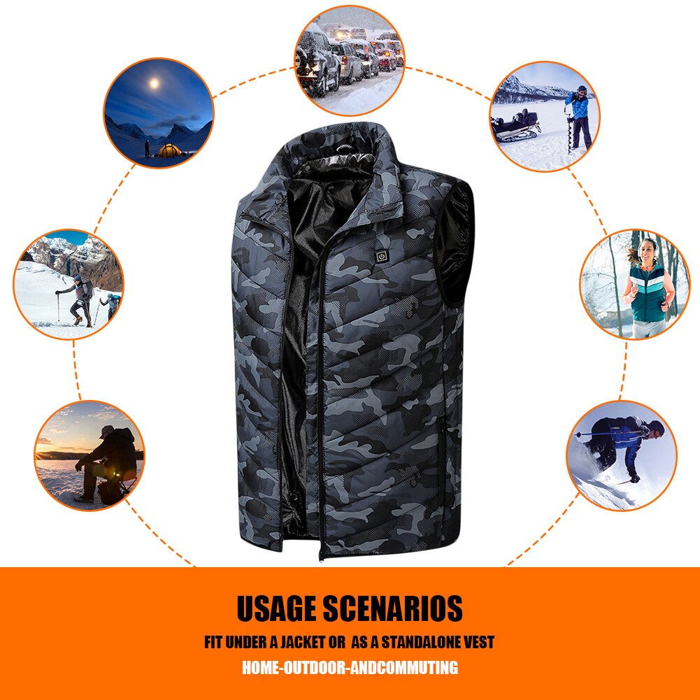 Smart Heated Jacket Men Intelligent USB Charging Electric Waistcoat Zipper Heating Thermal Vest Winter Warm Clothes
