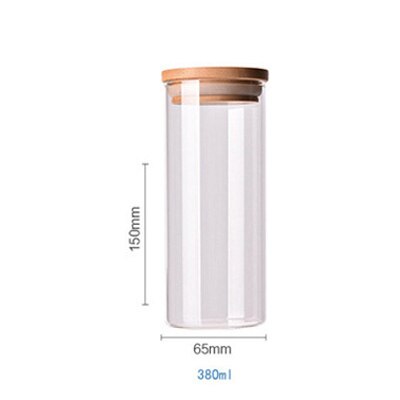 Lagertank mat container bambus dekket høy borosilikat mat forseglet glass tank kjøkken diverse korn lagertank: 4
