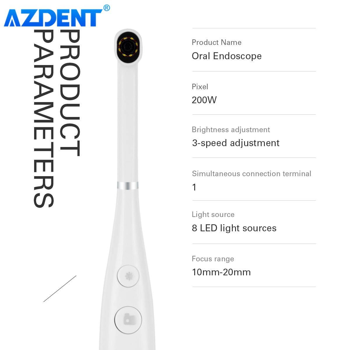 Telecamera intraorale USB dentale endoscopio orale Video in tempo reale 8 sorgenti luminose a LED 3 velocità per Computer e Android