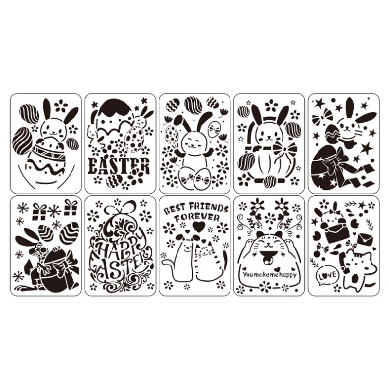 Pochoir de lapin de pâques Kawaii, décor de bricolage mural, modèle de peinture, impression à jet d&#39;encre, Scrapbooking, coloration, gaufrage, réutilisable