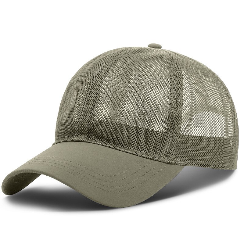 Unisex malla completa gorra de béisbol de secado rápido de protector solar transpirable gorra deportiva con visera hacia atrás H7JP