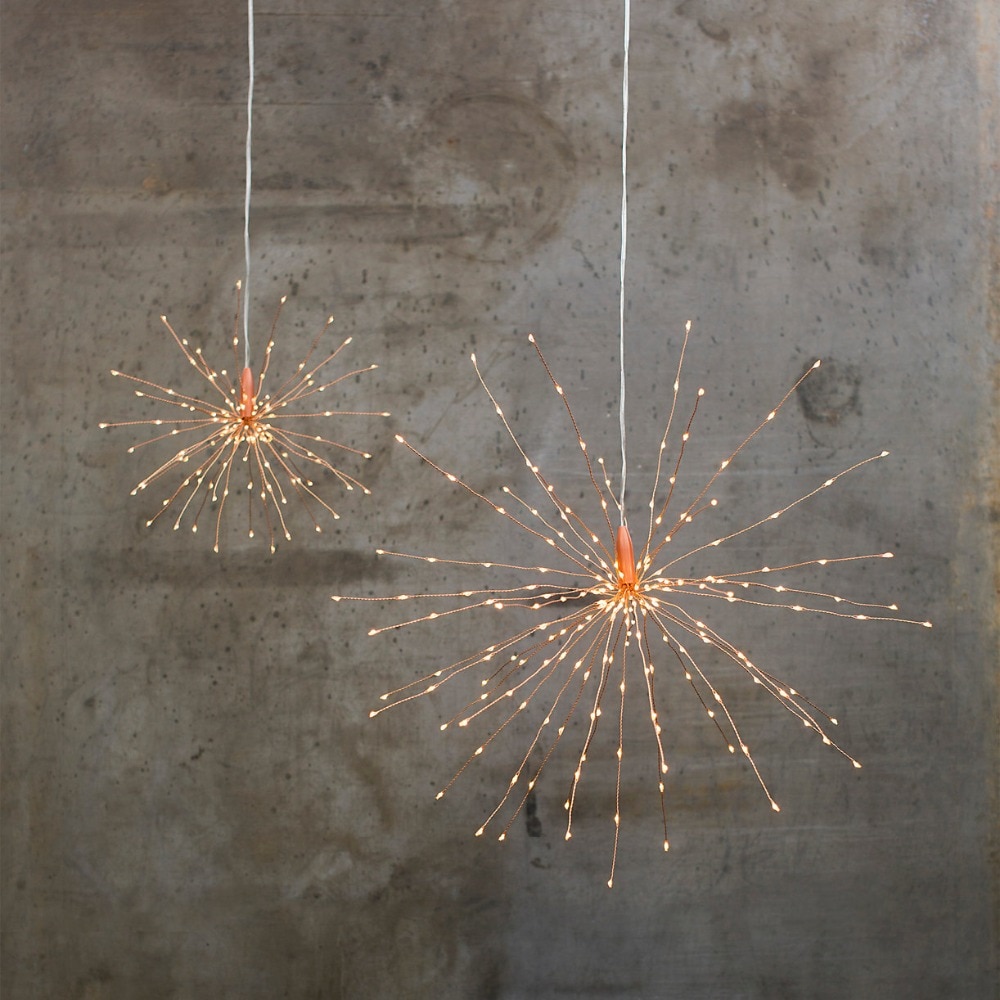 200 LED Copper Starburst Hanging Lights Flash Lights Remote Controller Battery for Christmas Wedding Outdoor Party Decoration