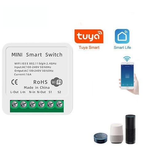 10A/16A Mini Smart Wifi Diy Switch Control, Smart Home Automation Module, Wellt Met Alexa Google Thuis Slimme Leven App