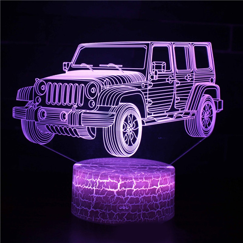 Acrylic 3D Super Car 7 Colors Visual Lamp Illusion Touch Glow In the Dark for Kids Boy Car Toys Birthday B131