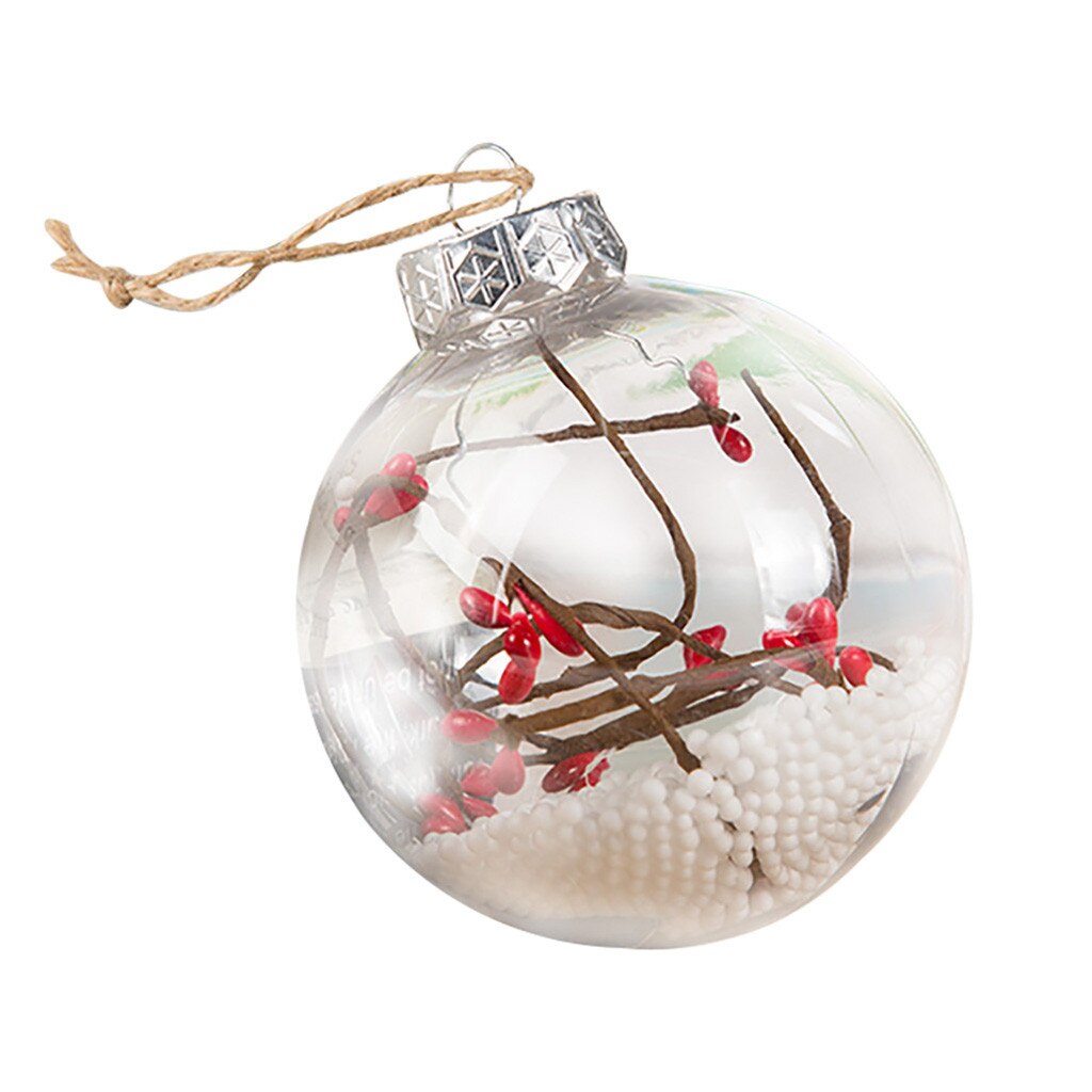 Christmas Tress Decorations DIY Hollow Ball Transparent Open Plastic Clear Bauble Ornament Xmas Box Decoration: C