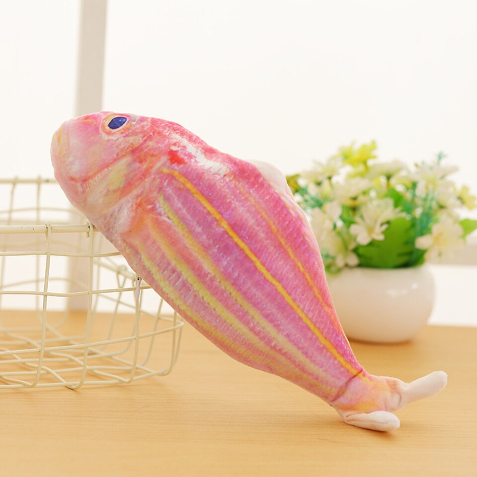 Electric Moving Fish Cat Toy Flopping Simulation Wagging Fish Pet Funny Chew Bite USB Charger Kitten Plaything Supplies: Redwood Fish