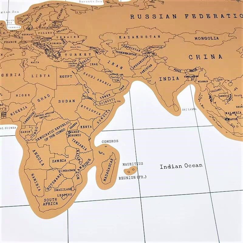 1Piece Deluxe White Scratch Off World Map 88x 52cm White Map Scratch With Cylinder Packing Room Decoration Wall Stickers