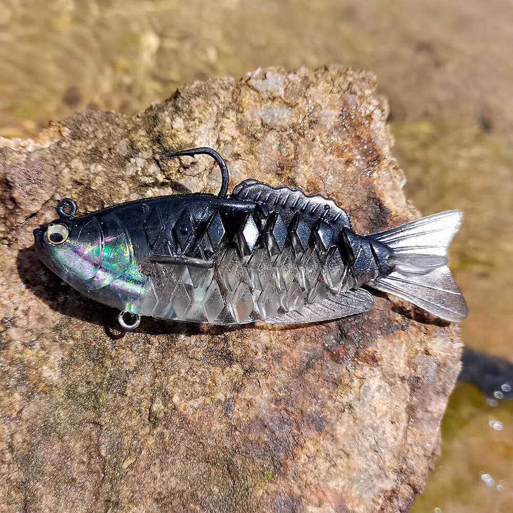 THETIME NAUGHTY Soft Shad Bait 21g Ultrasoft Multisection Silicone Jig Head Lure Dark Sleeper Swimbait for Bass Fishing: Color 05