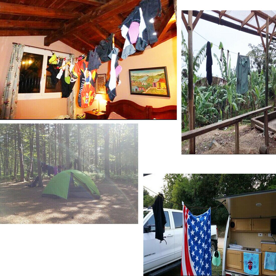 Corde à linge de voyage à trois cordons, pour hôtel, Camping, buanderie, pas besoin de broches