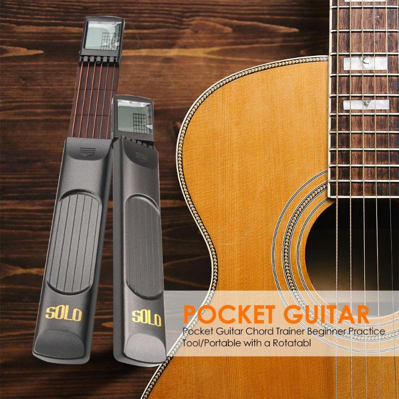 Portable Pocket Guitar 6 Strings Trainer with Chord Chart Screen Practice