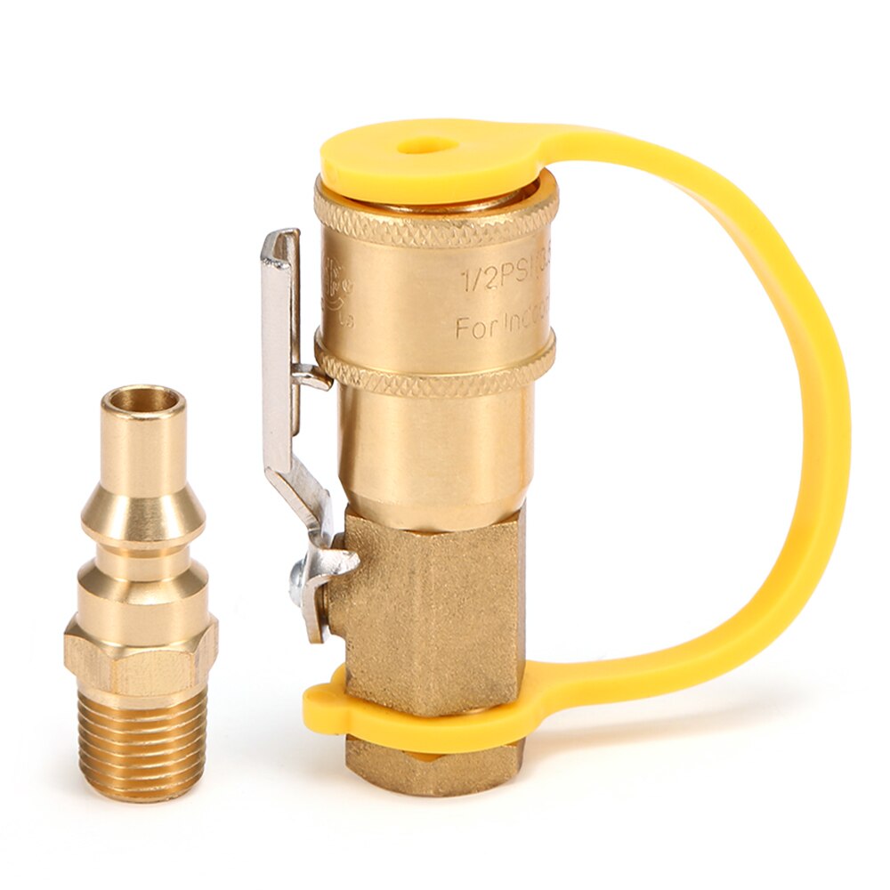 Adaptador de Gas de latón sólido 1/4 ''RV propano adaptador de conexión estufa de Gas Natural tanque de Gas Kit de desconexión rápida con válvula de cierre