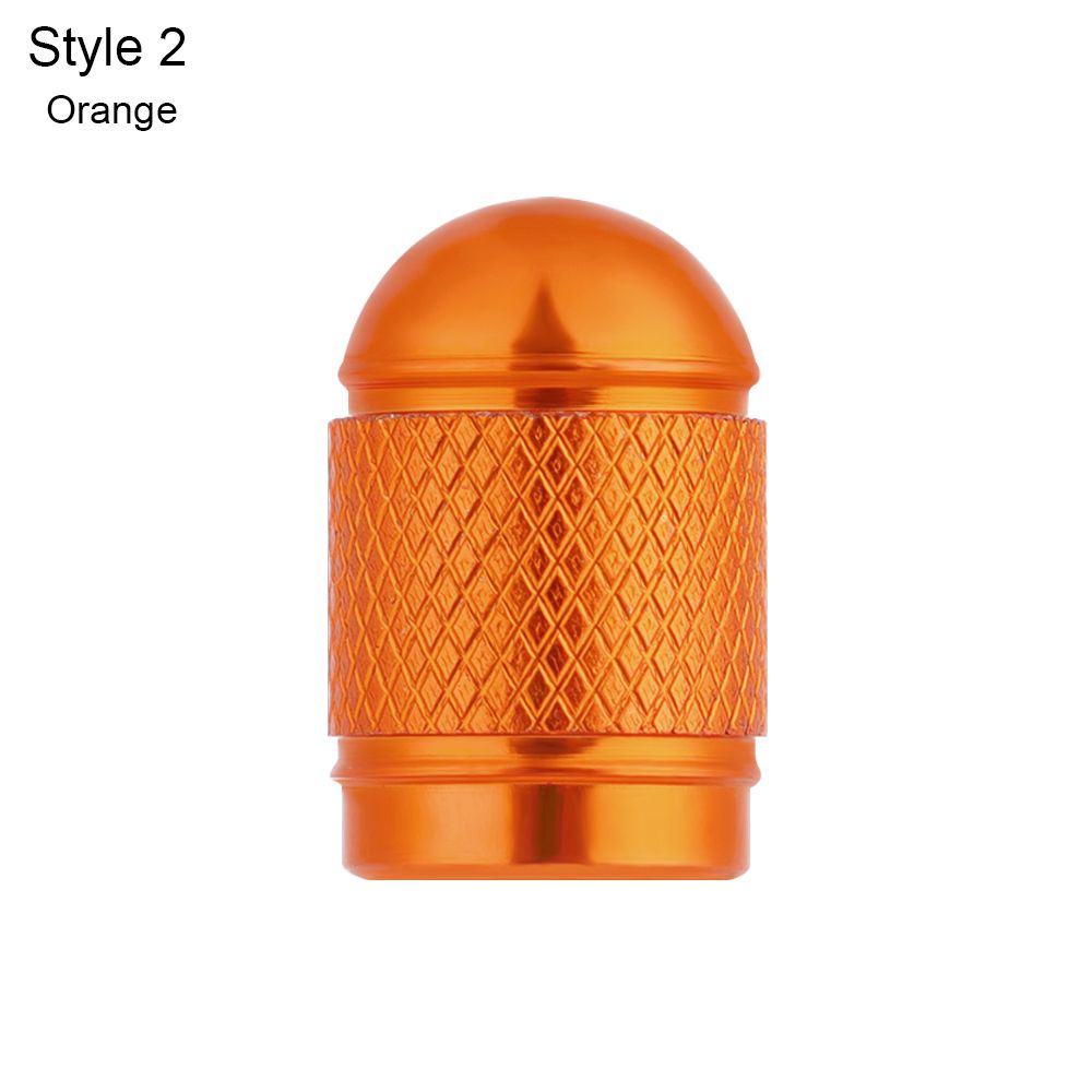 5PCS Bike Valve Caps Aluminum Alloy Schrader Valve Caps Motorcycles Trucks Cars Bikes Tire Valve Stem Covers Bicycle Accessories: Orange-Style 2