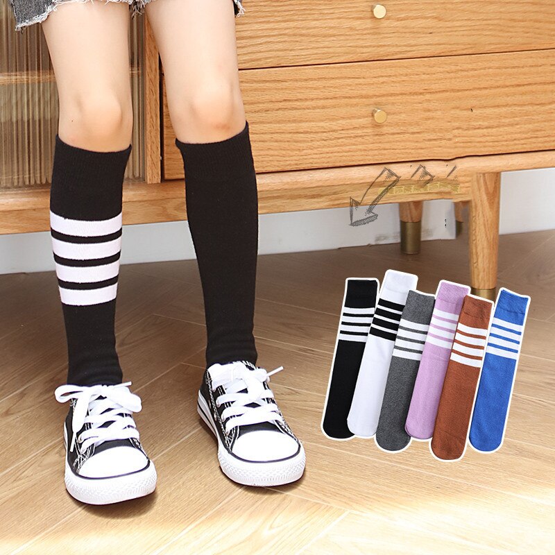1 Pair Spring Autumn Winter Cotton Lace Double Needle Children Breathable Socks Solid Baby Girls Knee Socks School