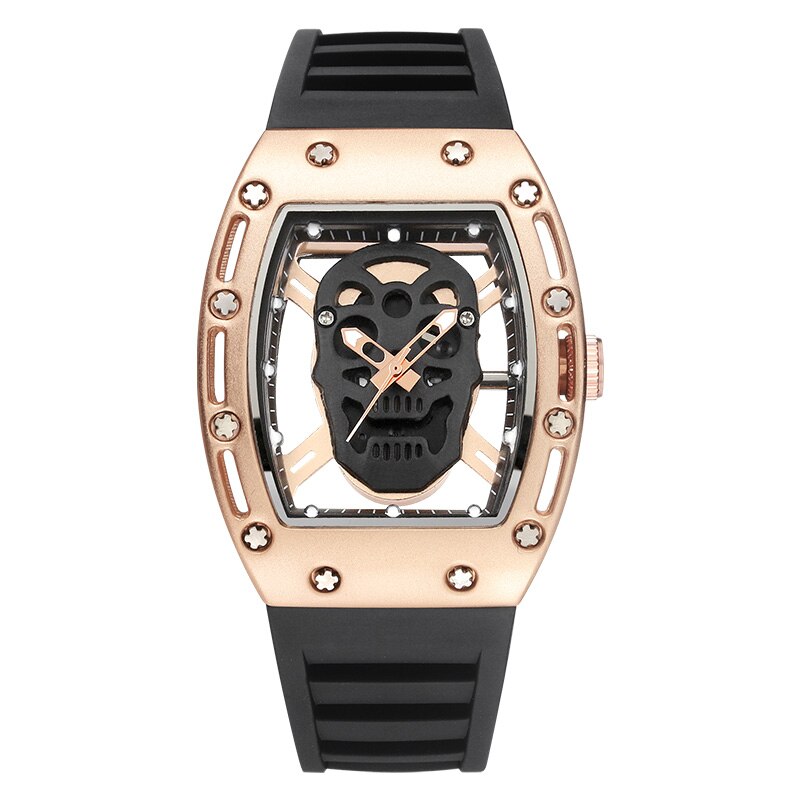 Skull tonneau skelet ur herre hul vandtæt kranium ur mandlig quartz silikone armbåndsur herre ur erkek kol saati: 03