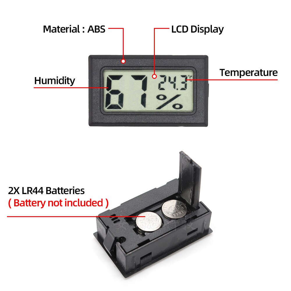 Temea-Mini Termómetro Digital, higrómetro con sonda para interiores, Sensor de temperatura pequeño, medidor de humedad, pantalla LCD, 2/3 piezas