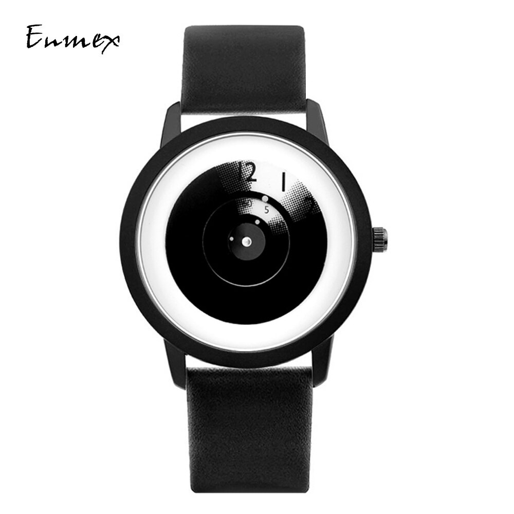 Enmex hit colour band wristwatch focal point special Hidden numbers men casual quartz watch: X4