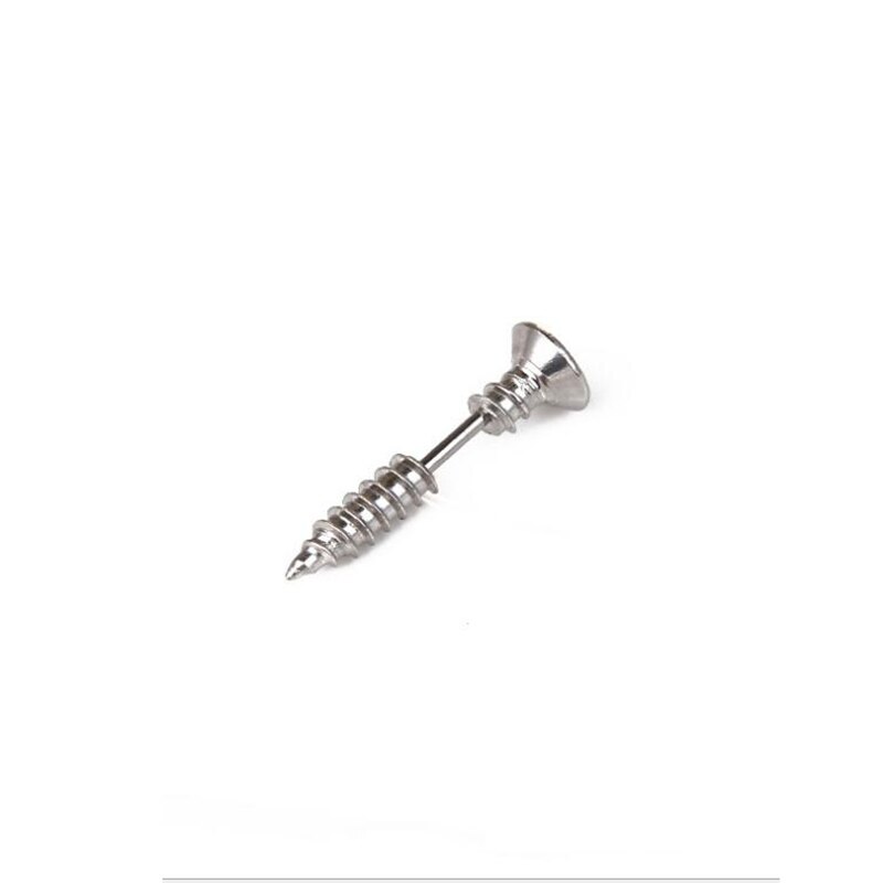 1Stck Punk Gold Schwarz Farbe Edelstahl Nagel Schraube Zucht Ohrring für Frauen &Ampere; Männer Wendel Ohr Piercings schmuck: Silber-
