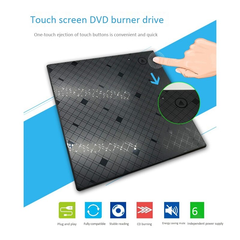 Lecteur dvd externe usb 3.0 cd graveur dvd ultra-fin à économie d'énergie pour ordinateur portable, mac, windows