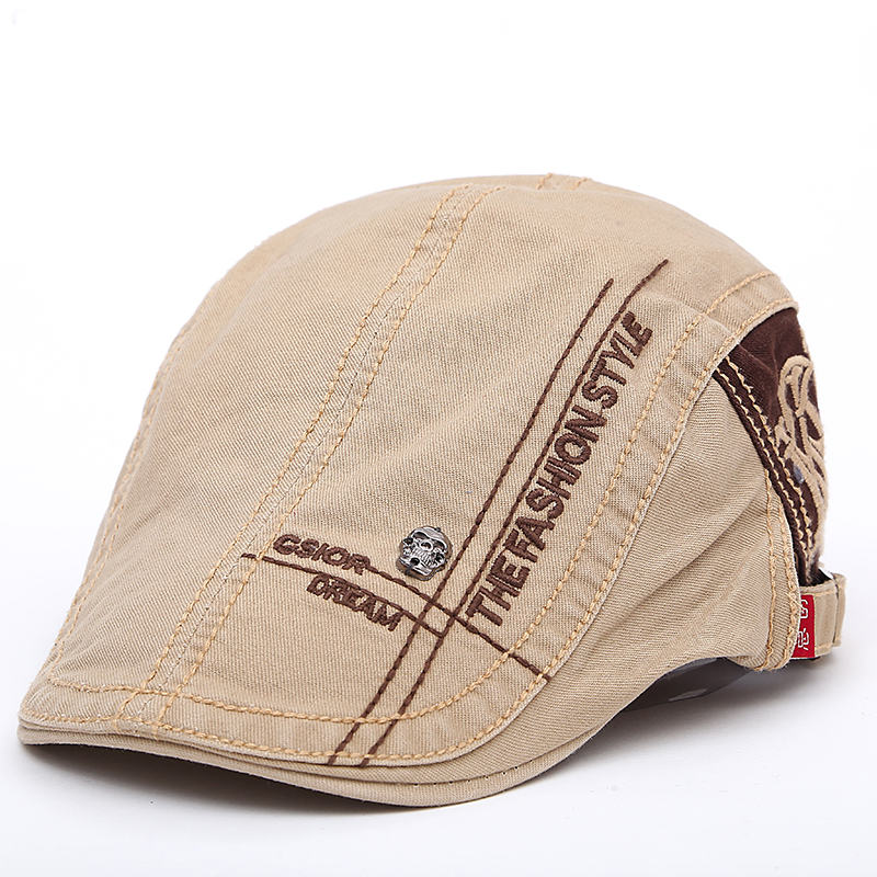 Boina multiusos para hombres y mujeres, gorra de algodón con calavera decorada, gorra a juego informal y de , estilo Four Seasons: Caqui