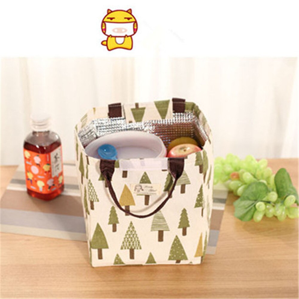 Cute Women Animal Portable Insulated Canvas Cooler Picnic Lunch Bag Thermal Food Tote Breakfast Organize Waterproof Storage
