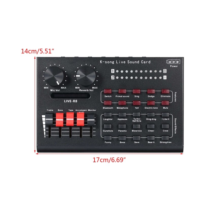 H052 Dsp Chip Mixer Audio Geluidskaart Slimme Ruisonderdrukking Clear Voice Mixing Console Bluetooth-Compatibel Verbinding