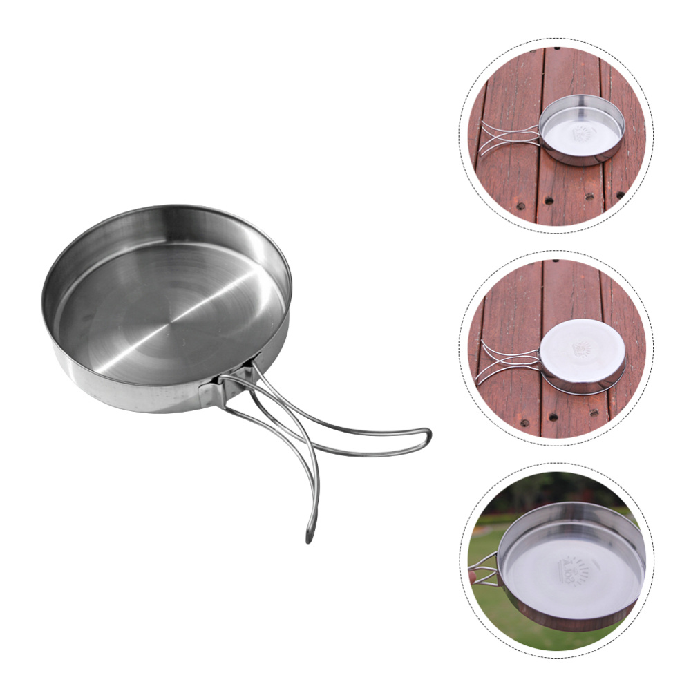 Sartén antiadherente de acero inoxidable, olla plegable para acampar al aire libre, Picnic, senderismo, utensilios de cocina, utensilio de cocina: Default Title