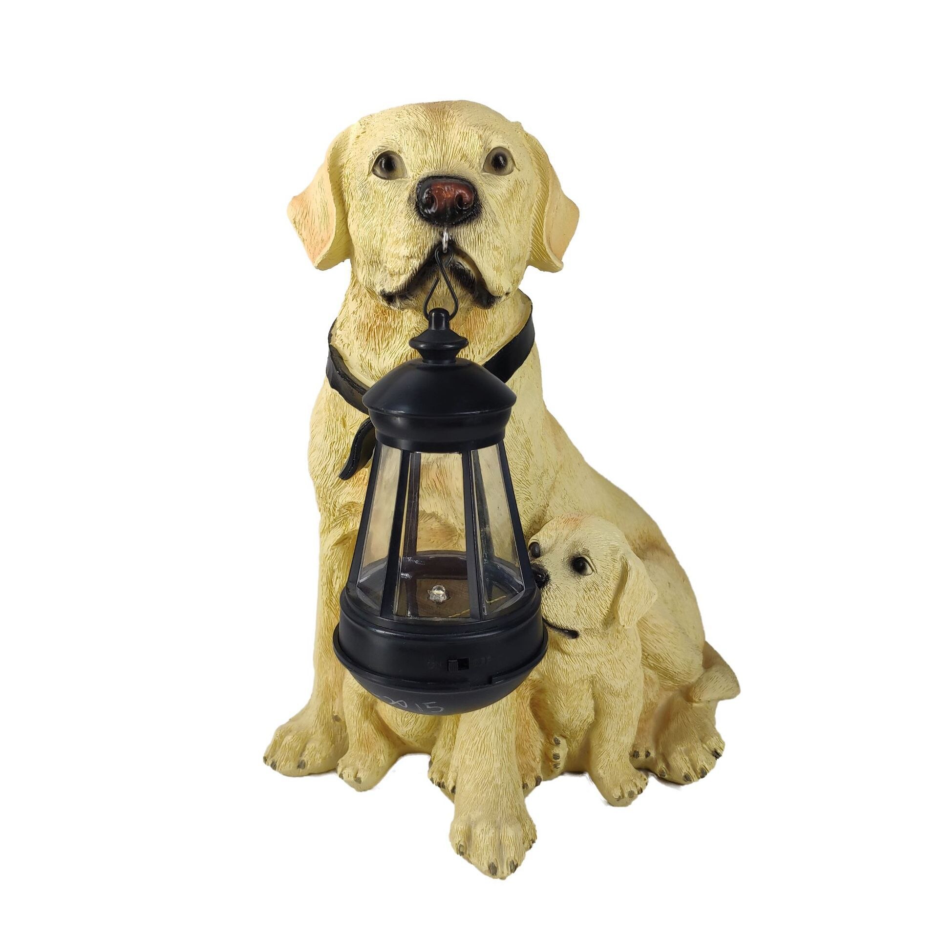 Resin Solar Dog Garden Light Golden Retriever Labrador Rottweiler German Shepherd Dalmatian Outdoor Courtyard Lamp Lawn Statue: B