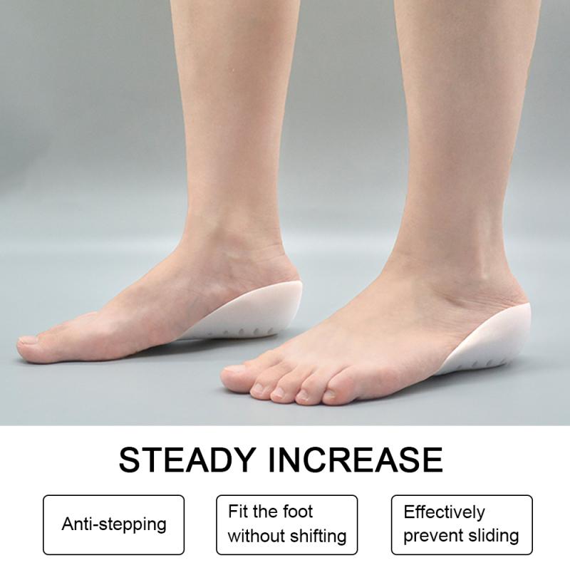 Semelles intérieures de chaussures en Silicone, 1 paire, rehausseur, chaussures de sport, courbées, coussin, unisexe, 2-4cm